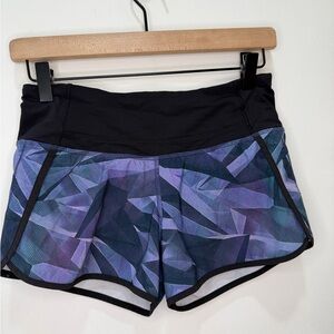 Lululemon Run Times Shorts in the Pretty Prism Multi Black pattern- size 2